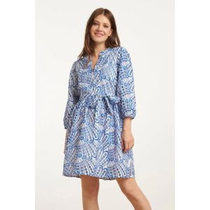 Smashed Lemon - Cobalt Blauwe Broderie Anglaise Jurk