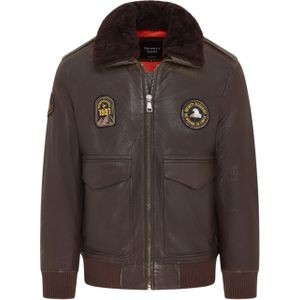 Heren - Bruin - Leren Bomberjack - G-1 Pilotenjack - Met Schapenvachtkraag
