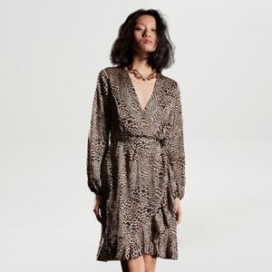 Cross-Heart - Effect Dress - Dierenprints - Lange Mouwen - V-halslijn