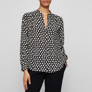 BOSS - Banora17 - Blouse - Zwart - Gedessineerd - Lange Mouw