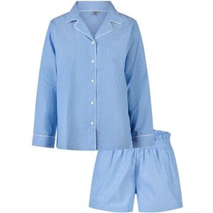 By Louise - Pyjama Set - Lichtblauw - Dames - Korte Broek en Blouse