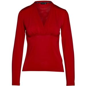 Imitatiewikkeltop - Rood - Lange Mouwen - Duurzame Stretchjersey