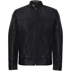Leren Bikerjack - Mandarijnkraag - Kort - Stijlvol Bikersilhouet