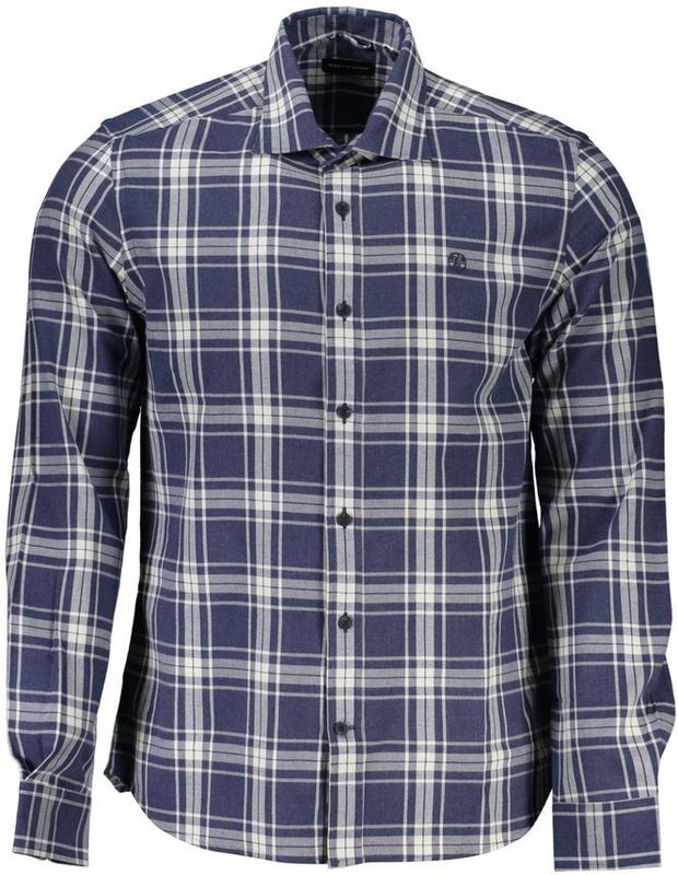 North Sails - Blauw Geruit Overhemd - Heren - Lange Mouwen - Katoen