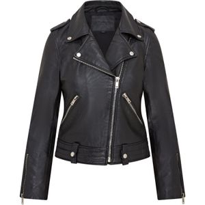 Zwart - Brando - Damesjack - Leren Bikerjack - Chennai