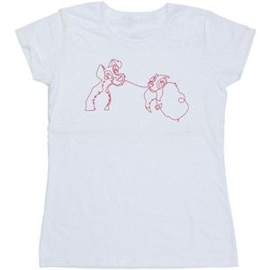 Li-cense Disney dames lady and the tramp spaghetti outline katoenen t-shirt
