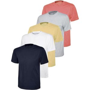 Kruze - Dames Crew Neck T-shirts - Set van 5 - Wit Grijs Roze Navy Nude