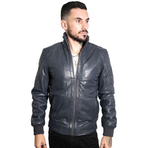 Heren - Varsity Bomberjack - Zwart - Adana - Leren Jack