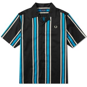 Fred Perry - Overhemd - Zwart - Gestreept - Korte Mouwen