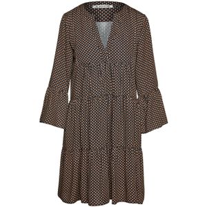 Jurk - A-lijn - Geplooide Naden - Driekwart Klokmouwen