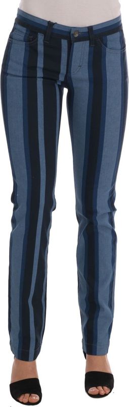 Dolce & Gabbana - Blauwe Gestreepte Slim Fit Jeans - Dames - Katoen