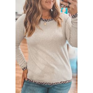 Geribbelde Trui met Dierenprint Afwerking