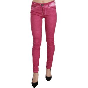Dolce & Gabbana Dames Roze Fluwelen Mid Waist Skinny Jeans