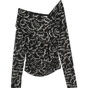 Fabienne Chapot - Bjorn Top - Zwart - Mesh - Met Tekstprint