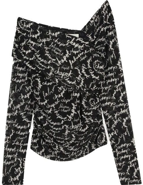 Fabienne Chapot - Bjorn Top - Zwart - Mesh - Met Tekstprint