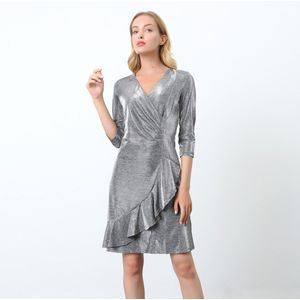 Glinsterende Skaterjurk - Glinsterend - Kruis-hart Buste Snit - V-nek - Ruchesrok