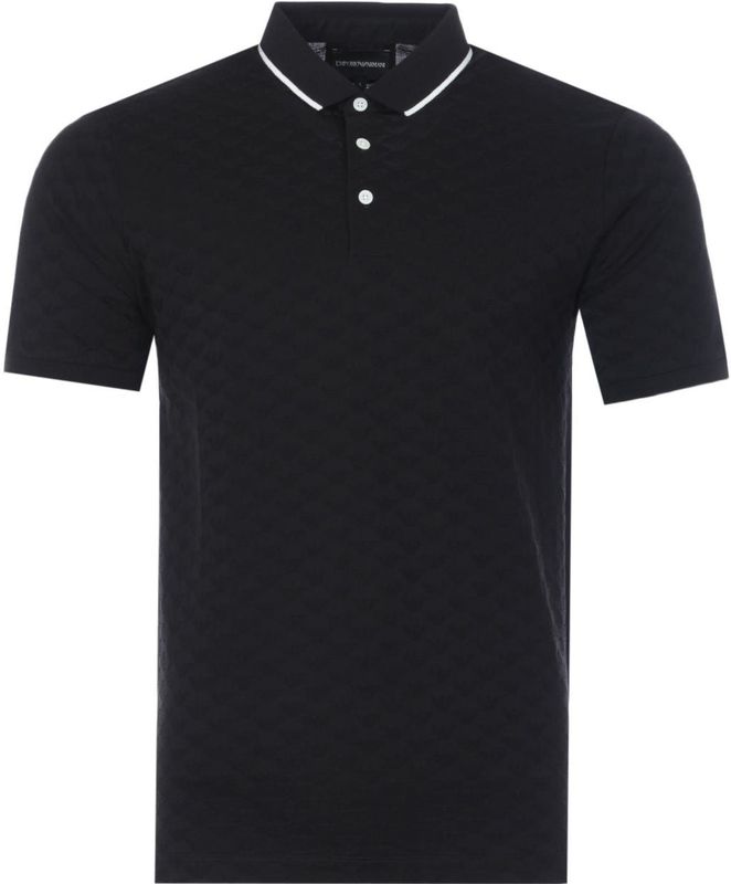 Men's Armani Jaquard Polo Shirt in Black