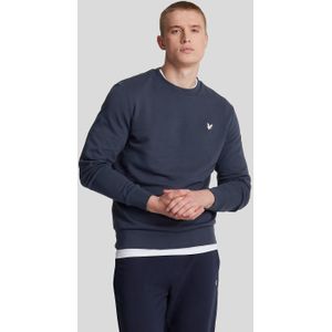 Lyle & Scott Diagonaal Geweven French Terry Sweatshirt met Ronde Hals - Middernachtblauw