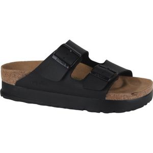 Birkenstock (Papillio) Slippers - Zwart - Birkoflor - Suède Binnenvoering - Rubber Zool