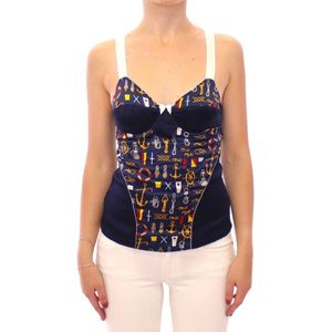 Dolce & Gabbana - Blauwe Sailor Motief Tank Top - Dames - Polyester