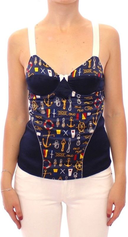 Dolce & Gabbana - Blauwe Sailor Motief Tank Top - Dames - Polyester