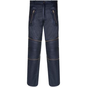 Heren Jeans - Ancona - Leren Jeans - Zwart - Met Ritssluiting