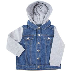 Larkwood Denimjack met lange mouwen en fleece capuchon voor kinderen/kinderen