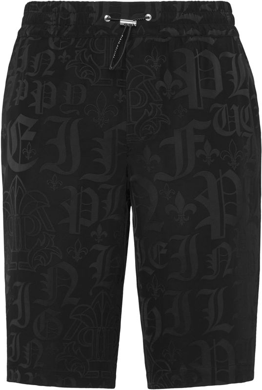 Philipp Plein - Jacquard Cool Kid Shorts Monogram - Korte Broeken - Zwart