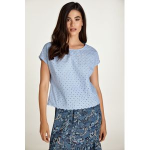 Blousetops - Hemelsblauwe Mouwloze Geborduurde Top