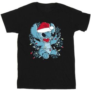 Li-cense Disney heren lilo and stitch kerstlichtjes schets t-shirt