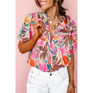 Bloemmotief Blouse met Kantafwerking