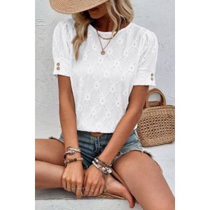 Diamantpatroon Knopmouwtop