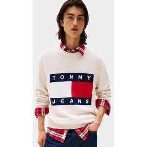 Tommy Jeans - TJM REG MELANGE FLAG - Pullover - Wit