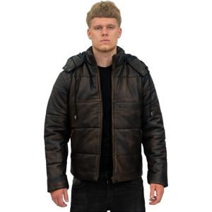 Heren - Puffer Leren Bomberjack - Augsburg - Zwart