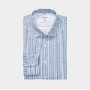 OLYMP - No. Six 24/Seven - Overhemd - Marineblauw - Super Slim Fit - Modern Kent