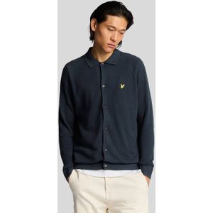 Lyle & Scott - Linnenmix Gebreid Shirt - Donkerblauw - Poloshirt