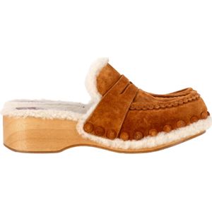 Chloé Joy Slippers In Bruin Suède