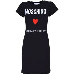 Moschino - In Love We Trust Mini Jurk - Zwart - Katoen