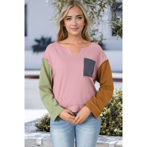 Kleurblokken Brei Pullover Met Pocketdetail
