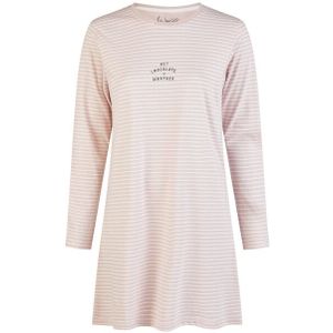 By Louise Dames nachthemd lange mouw katoen /wit gestreept