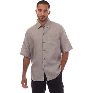 Diesel - S-Emil-Short Shirt - Grijs - 100% Linnen - Korte Mouwen