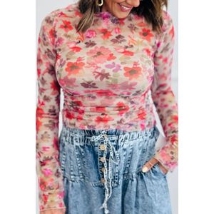 Bloemige Hoge Hals Top
