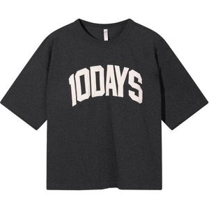 10Days - Shirt - Donkergrijs - Ronde Hals - Kwartmouw