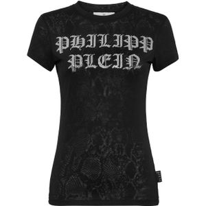 Philipp Plein - T-Shirt Slim Fit - Zwart - Dames - Katoen