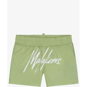 Malelions - Baby Signature - Zwembroek - Grass Green - Elastieke Tailleband, Steekzakken