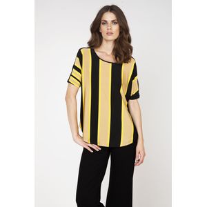 Top - Zwart en Geel - Mouwloos - Stretch Rayon-Elastan