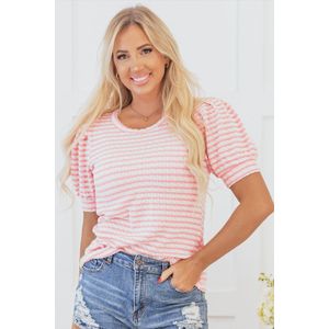 Pofmouw Gestreepte Gebreide Top