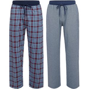Phil & Co Heren pyjamabroek lang katoen geruit/gestreept 2-pack