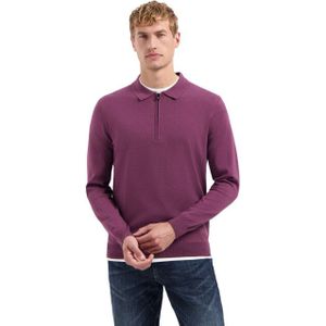 No Excess - Polo Zip Trui - Dark Wine - Heren Trui - Regular-fit