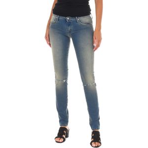 Lange Jeans - Blauw Denim - Versleten en Gescheurd Effect - 10DB50262 - Vrouw